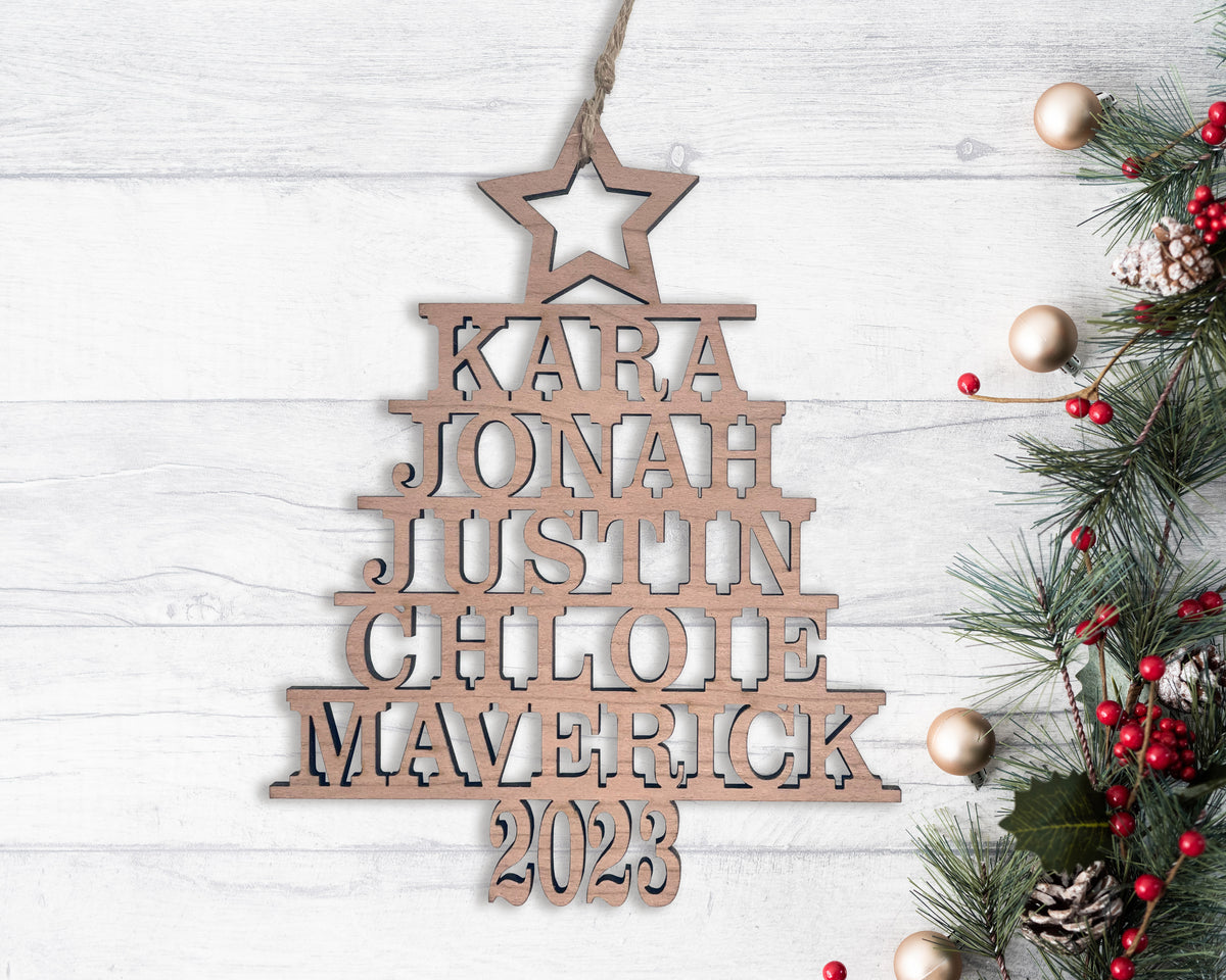 Custom Name Christmas Tree Ornament 2023, Family Christmas Ornament, Family Name Ornament