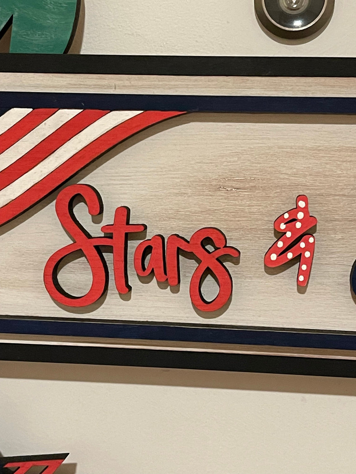 Stars and Stipes Interchangeable Wreath, July 4th Decor,  Center Sign and 5 Wreath Ornament Insert Only - NO WREATH, Wreath Sold Seperately