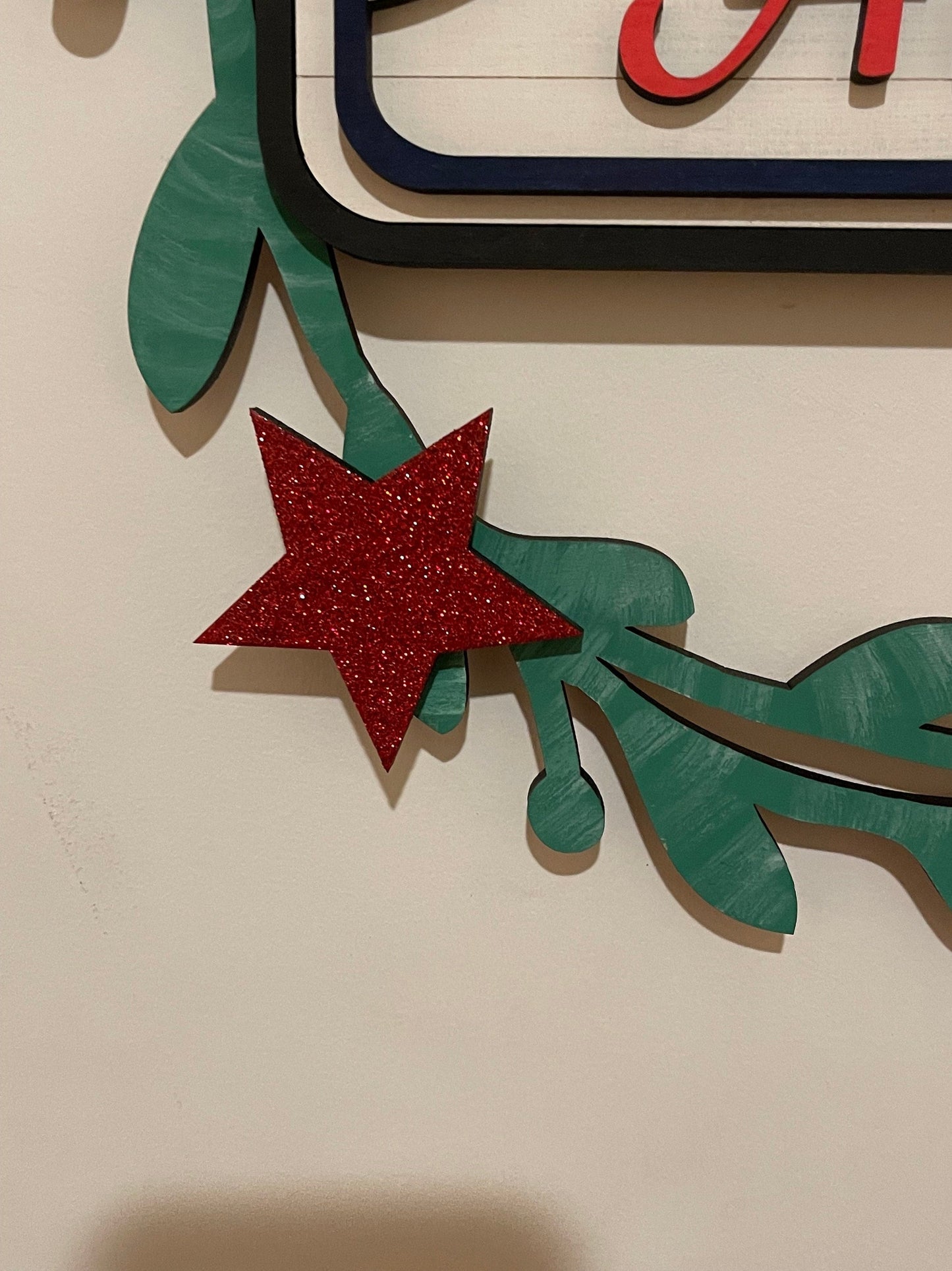 Stars and Stipes Interchangeable Wreath, July 4th Decor,  Center Sign and 5 Wreath Ornament Insert Only - NO WREATH, Wreath Sold Seperately