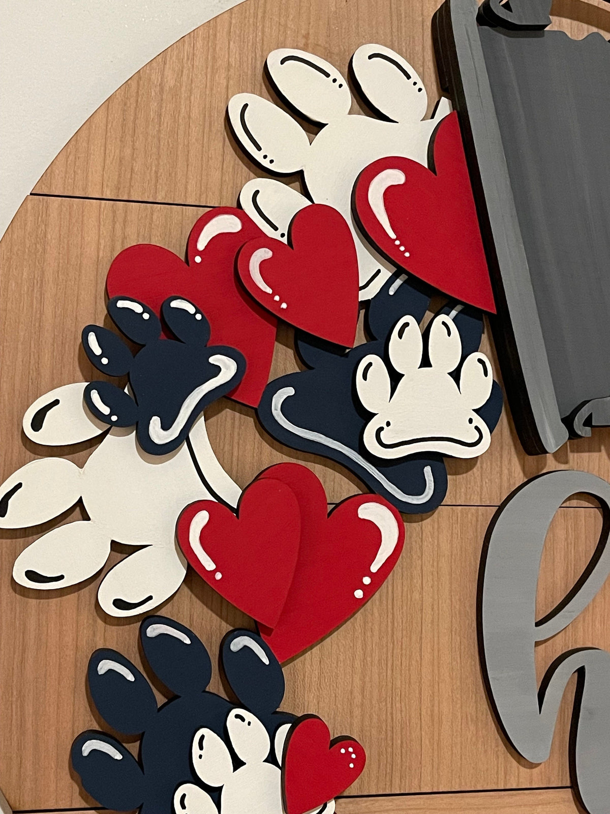 Paw Print Insert for Pail Sign, Interchangeable Paw Print Piece only. Dog and Cat Paw Prints, Hearts, No Pail Sign Included