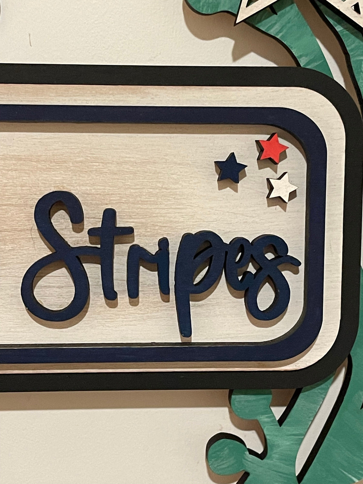 Stars and Stipes Interchangeable Wreath, July 4th Decor,  Center Sign and 5 Wreath Ornament Insert Only - NO WREATH, Wreath Sold Seperately